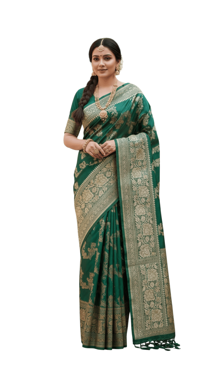 Exquisite Green Banarasi Silk Saree with Zari Work