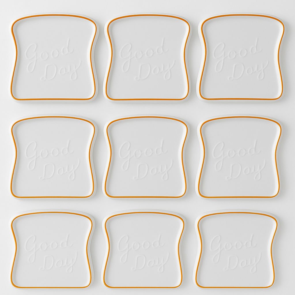 Good Day Toast Shaped Ceramic Coasters Set - White with Golden Trim
