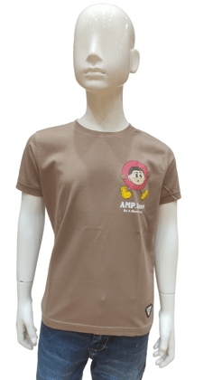 Boys Light Brown Half Sleeve Printed Fancy T-Shirt-1106 LBR / Brown / 26