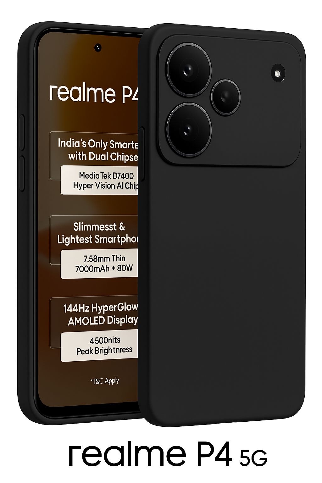 V3Deals Silicone Back Cover Case for Realme P4 5G | Anti-Fingerprint Soft Touch | Slim Protective realme p4 case | Shock Absorbent Corners