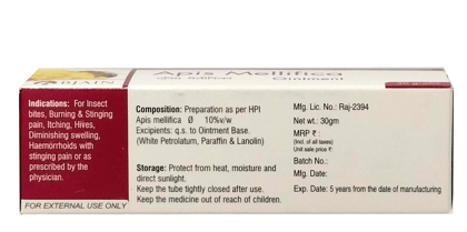 Apis Mellifica Ointment for Insect Bites, Hives & Hemorrhoids - 30gm ( PACK OF 4)