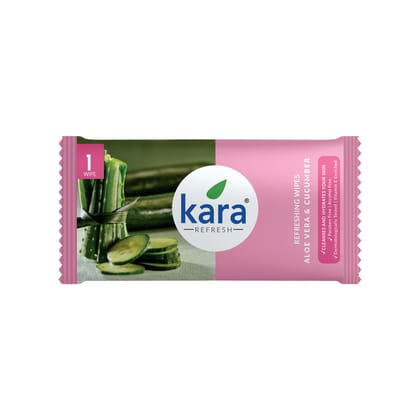 Kara Aloe Vera & Cucumber Refreshing & Hydrating Single Wet Wipes – Individually Wrapped (Pack of 200) | Travel-Friendly Face Wipes | Gentle Cleansing for Fresh, Cool Skin