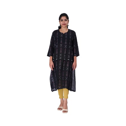 GHL GUENDICHA HAAT Sambalpuri Certified Handloom Women's Pure Cotton Roundneck Kurta