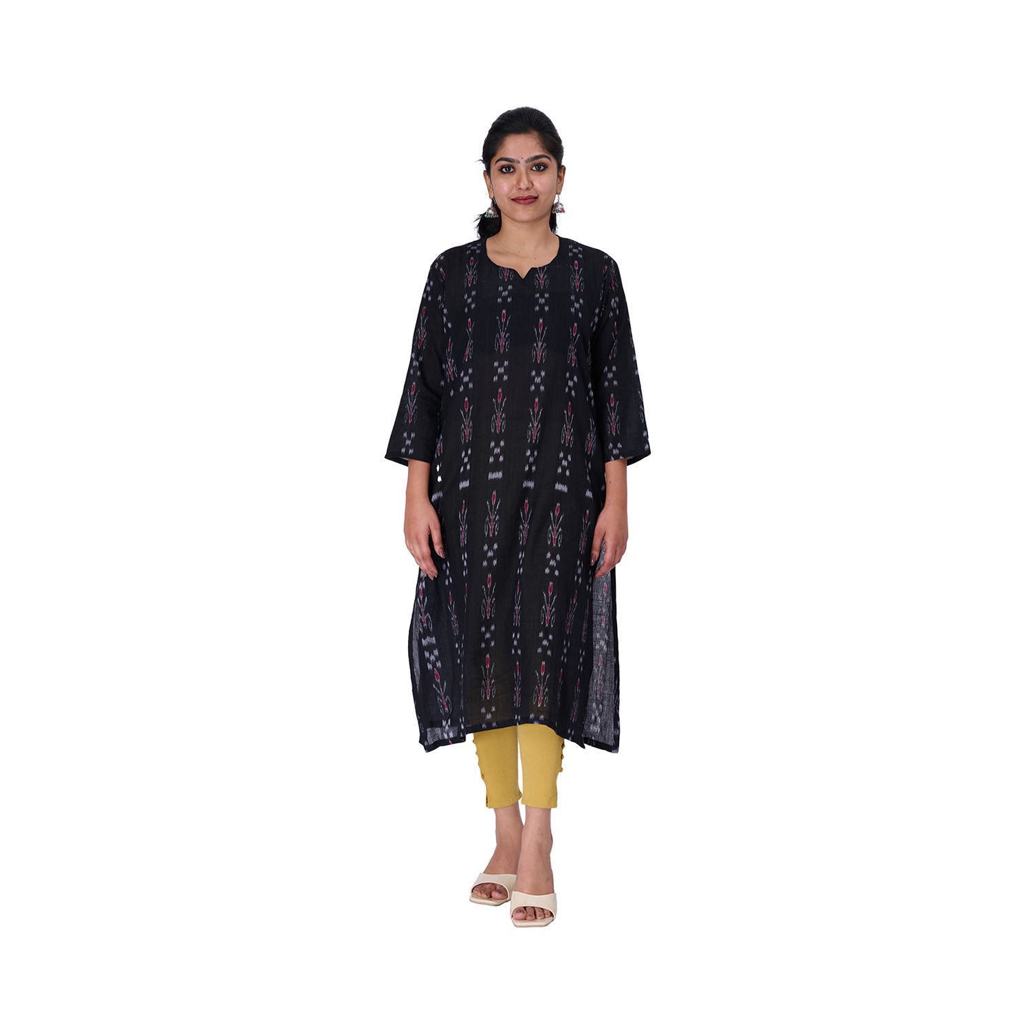 GHL GUENDICHA HAAT Sambalpuri Certified Handloom Women's Pure Cotton Roundneck Kurta