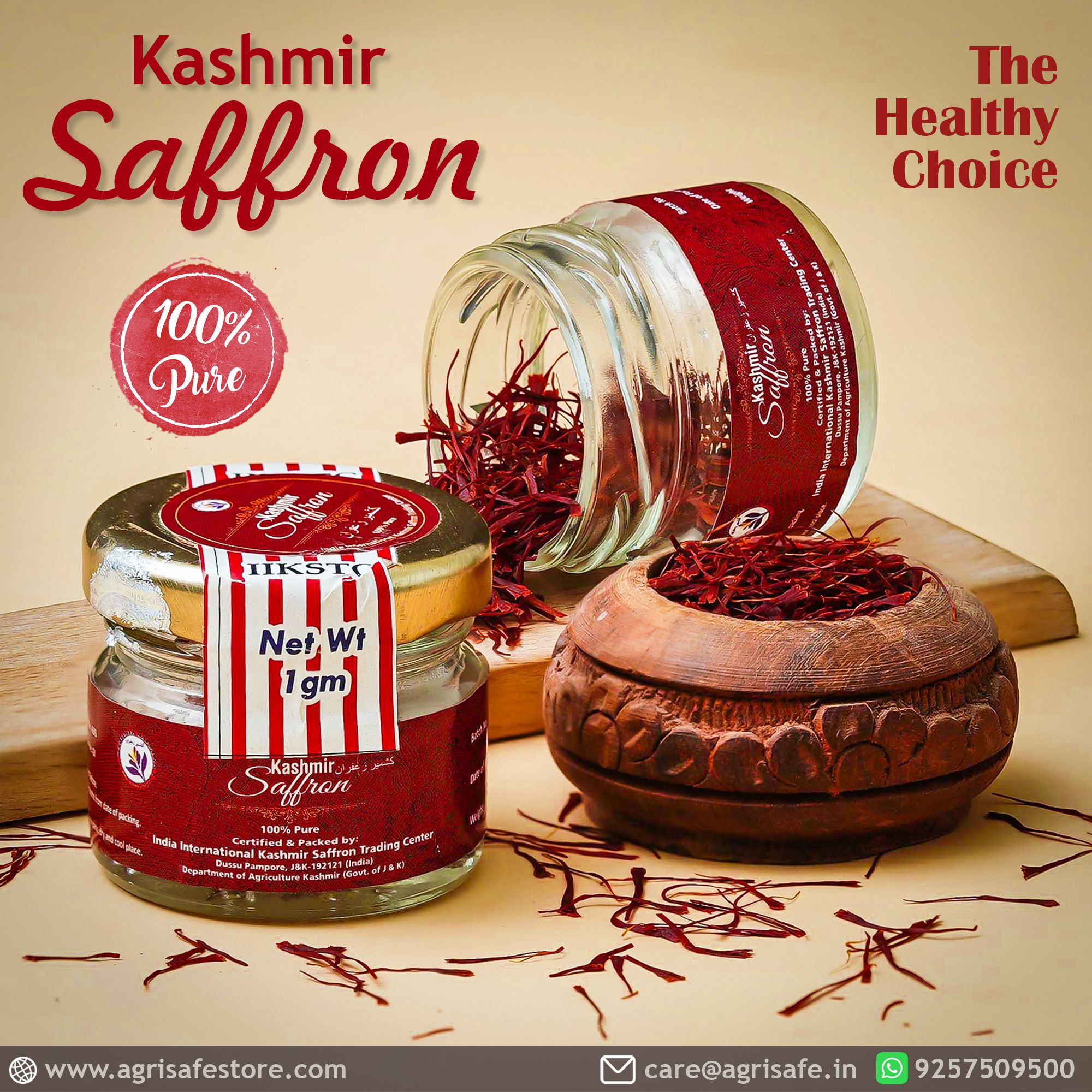 Agrisafe Kashmiri Kesar (Saffron) 1 gm