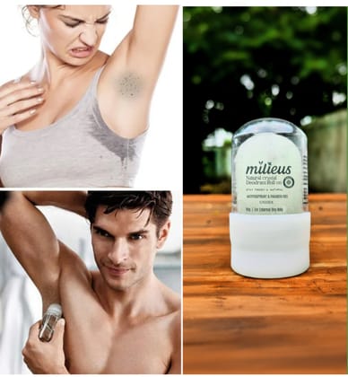 Milieus premium Natural Roll-On |Eco-Friendly, Zero-Waste Deodorant & Skin Care |Non- Sticky |24hr Odor Control | UNSCENTED | Used Upto 1000 times