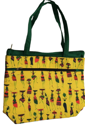 Handmade Insulated Fabric Tote Bag – Yellow African Art Print | Zippered Large Carry Bag for Women Handmade Insulated Fabric Tote Bag – Yellow African Art Print | Zippered Large Carry Bag for Women