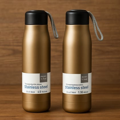 Fashion Sport Stainless Steel Vacuum Insulated Hot & Cold Water Bottle Gold 1000 ML