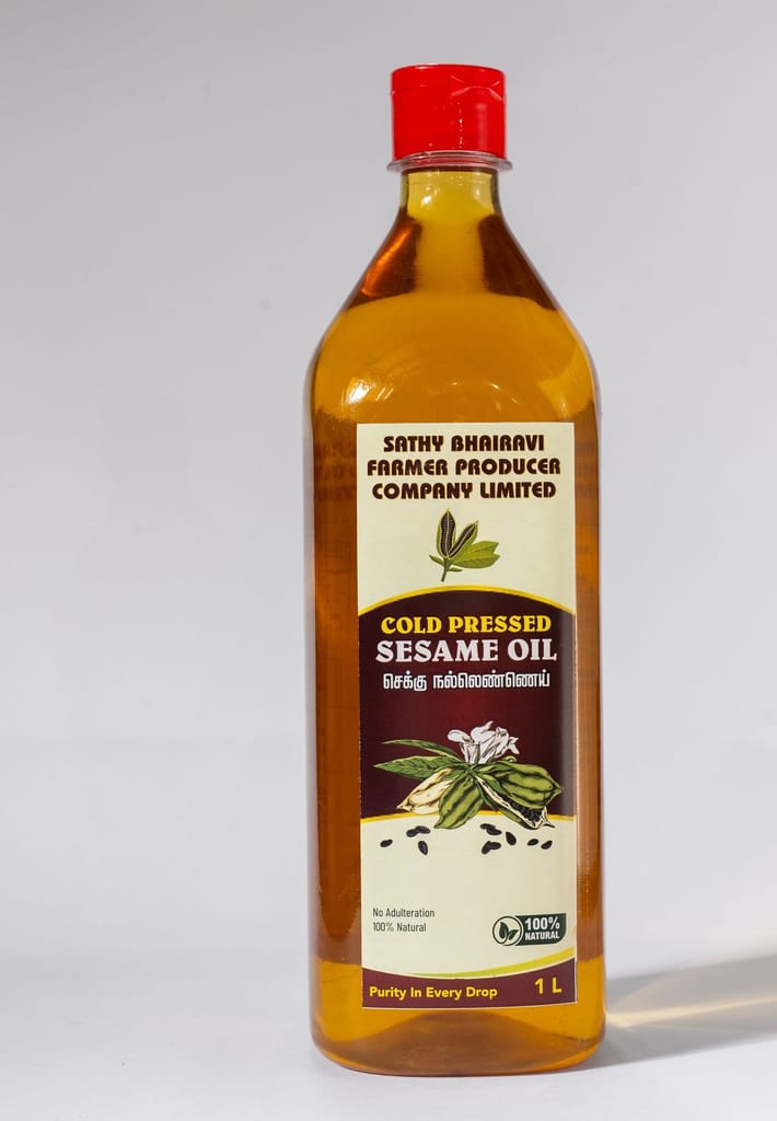 Sathy Bhairavi Cold Pressed 100% Natural Sesame Oil, 1L - Purity In Every Drop