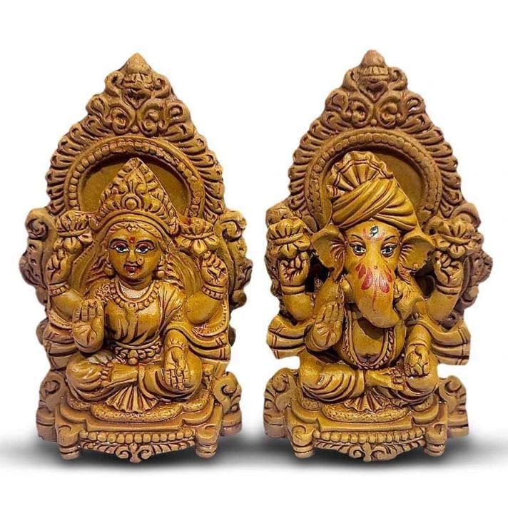 Terracotta Lakshmi Ganesha Idols for Diwali Pooja & Home Decor