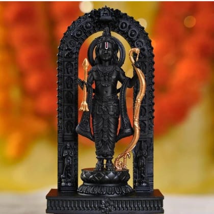 Exquisite Black & Gold Lord Rama Idol Statue with Bow & Arrow for Home Decor