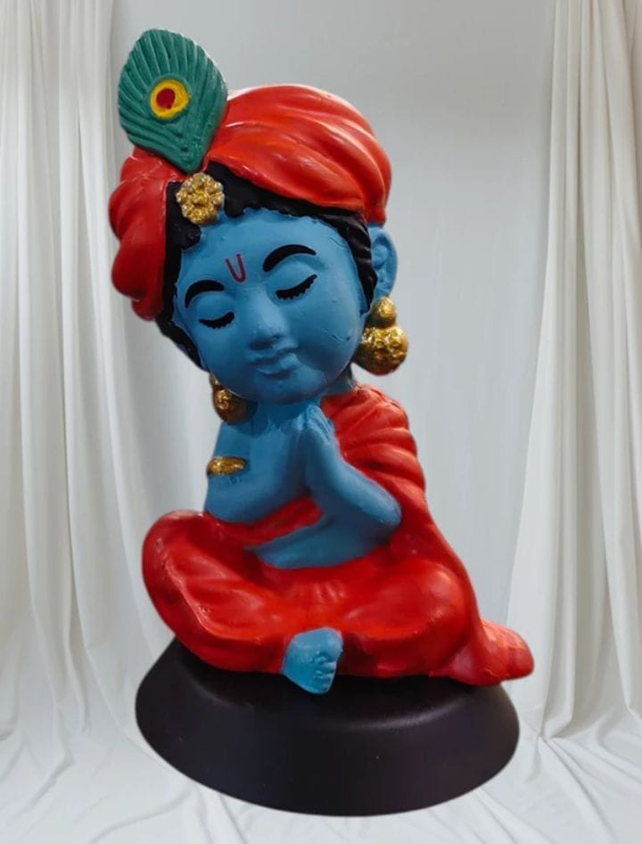 Divine Bal Gopal Praying Idol - Handcrafted Resin Lord Krishna Statue