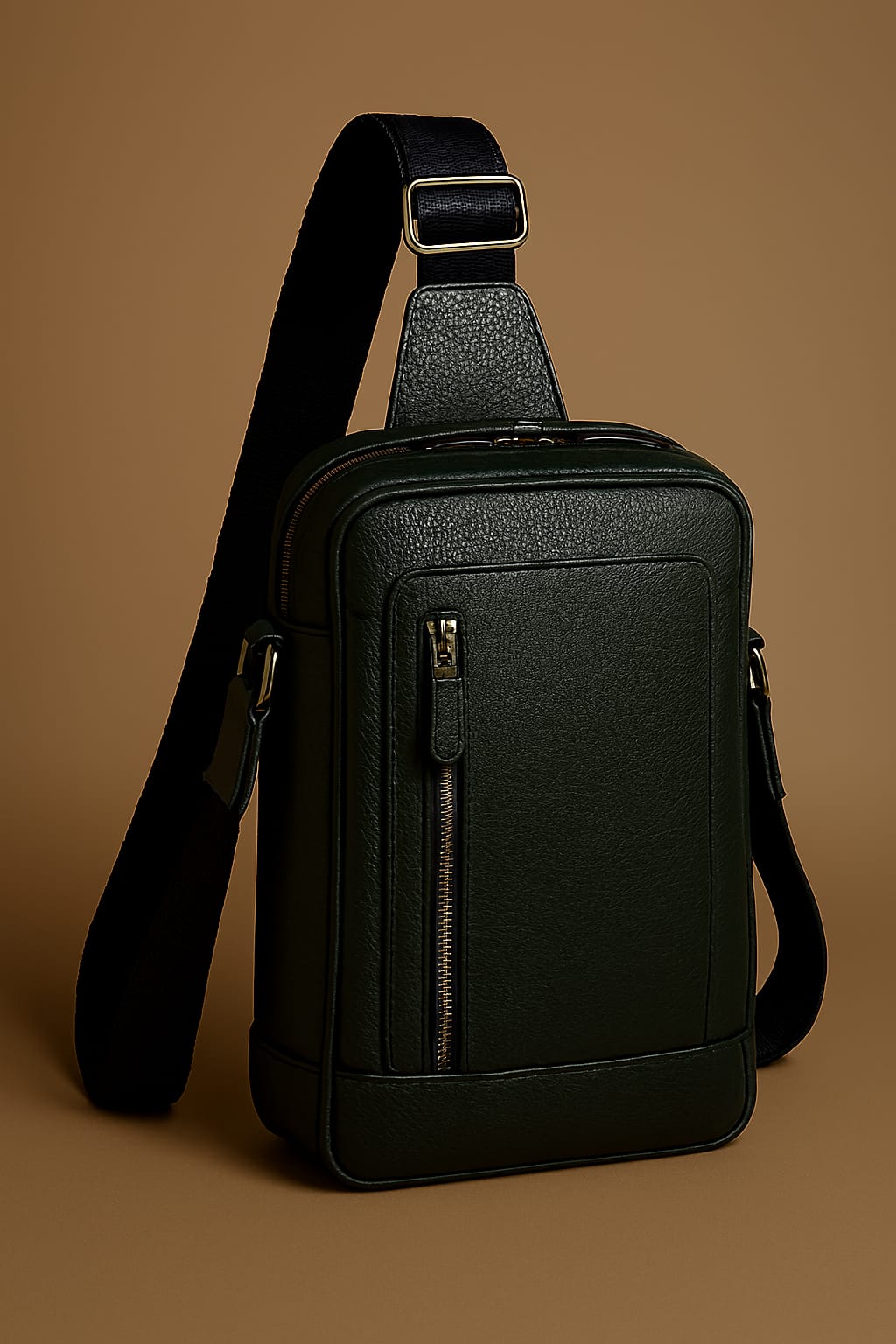 Men's Dark Green Leather Sling Shoulder Bag