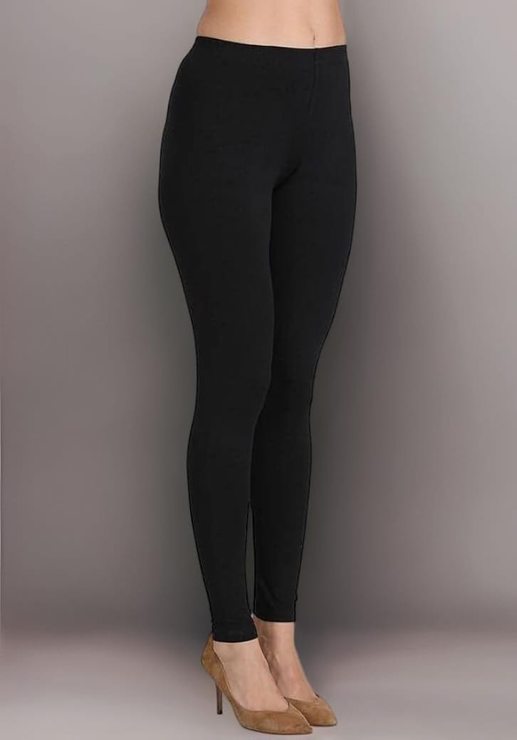 Classic Black Women's Cotton Blend Stretch Leggings