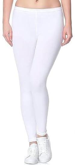 Women's Comfort Fit Cotton Blend White Leggings