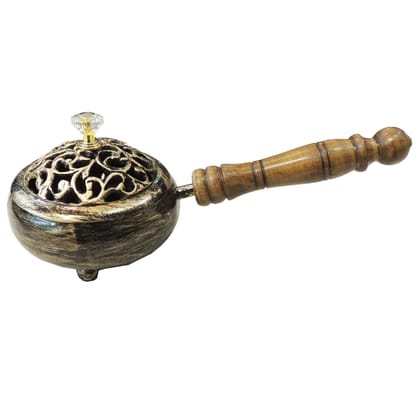 Iron Loban Dan Incense Burner | Iron Dhoop Dani | Loban Burner for Pooja & Havan, Length : 9 Inch (IMAS196 B)
