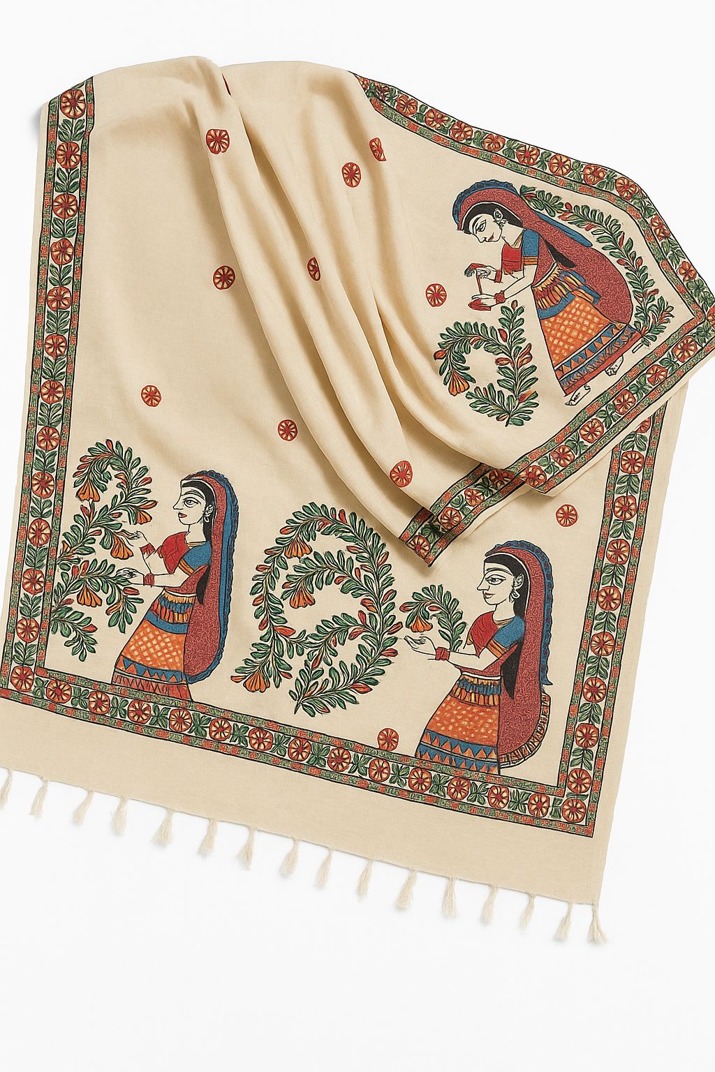 Madhubani Handpainted Ethnic Dupatta
