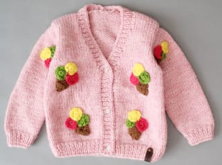 Toddler Girls' Knitted Pink Wool Cardigan Sweater