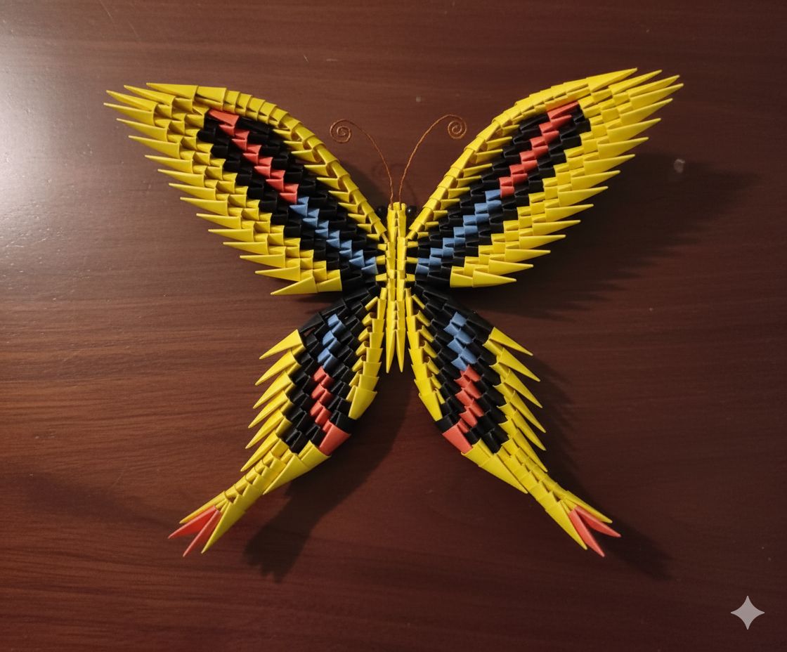 Vibrant 3D Origami Butterfly Paper Art Decoration