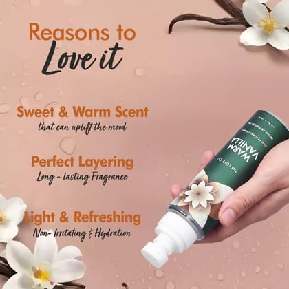 THE LOVE CO Warm Vanilla Body Mist for Women 150 ml | Long Lasting Vanilla Fragrance with Warm & Cozy Vanila Scent | High on Fun | Travel Friendly Perfume Body Spray