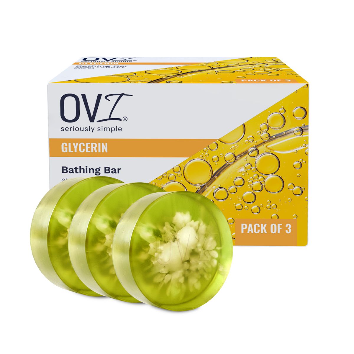 OVI Glycerin Bathing Bar Soap - 100g (Pack of 3)| Enriched Olive Oil & Vitamin E | For Moisturizing & Soft Skin | Gentle Daily Use