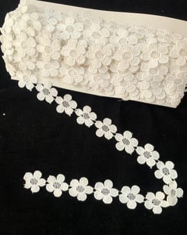 White Cream Cotton Flower GPO Lace Border Flower Cutwork for Saree, white Colour Lace, white Lace Design, Thread lace (Half White, 10meter)