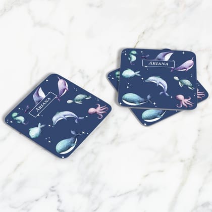 Midnight Ocean Coasters (kids)-Spruce Navy