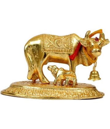 RivuTrendz Kamdhenu Cow Brass Idol