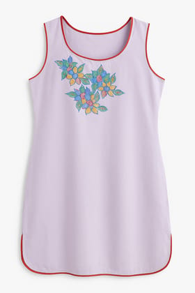 Handcrafted Floral-Embroidered Lavender Tunic