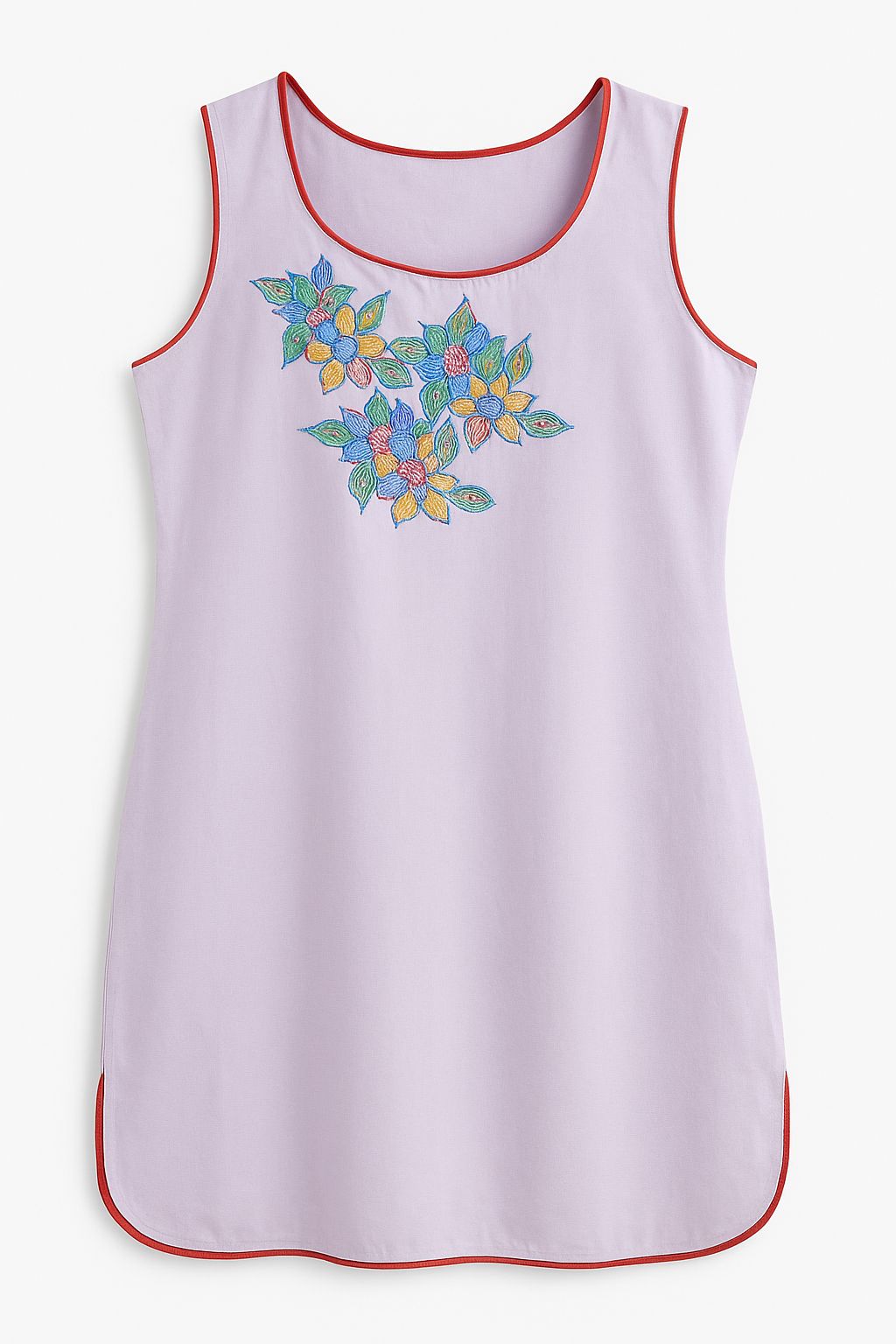 Handcrafted Floral-Embroidered Lavender Tunic