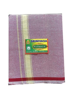 SRINIVASA FABRICS 100% Cotton Dhoti Red Striped