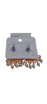 Traditional Pink Floral Enamel Jhumka Earrings with Pearl Drops