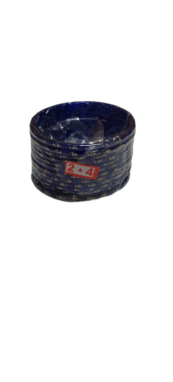 Vibrant Blue Bangles with Golden Detailing - Size 2-4