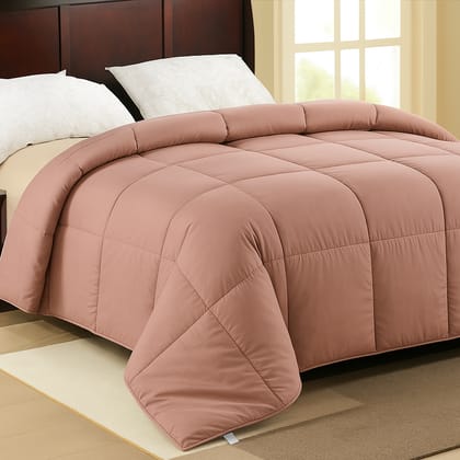 CoolBreeze A/C Comforters Quilts blanket Nude Pink with White By Orchid Homez 200GSM (254x244 cm)