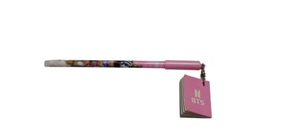 K-Pop Themed Pink Pen with Mini Notebook Keychain