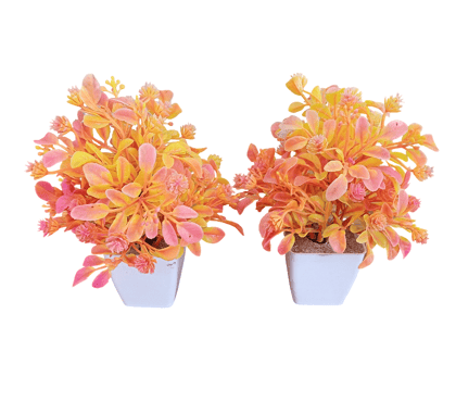 Artificial Mini Potted Plants Yellow Flowers - Set of 2