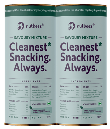 Savoury Mixture | Handmade and Roasted Mixture|Protein Rich| Clean Guilt free Snacks | Power of 3 seeds | Goodness of Roasted Chana, Jwar and Peanuts and Spices | No Palm Oil| Pack of 2 (50 gm in each)| Millet Love & Gluten Free