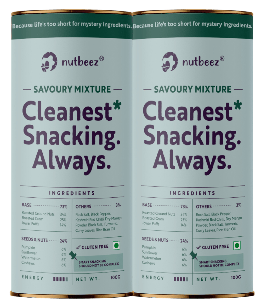 Savoury Mixture | Handmade and Roasted Mixture|Protein Rich| Clean Guilt free Snacks | Power of 3 seeds | Goodness of Roasted Chana, Jwar and Peanuts and Spices | No Palm Oil| Pack of 2 (50 gm in each)| Millet Love & Gluten Free