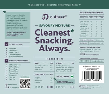 Savoury Mixture | Handmade and Roasted Mixture|Protein Rich| Clean Guilt free Snacks | Power of 3 seeds | Goodness of Roasted Chana, Jwar and Peanuts and Spices | No Palm Oil| Pack of 2 (50 gm in each)| Millet Love & Gluten Free