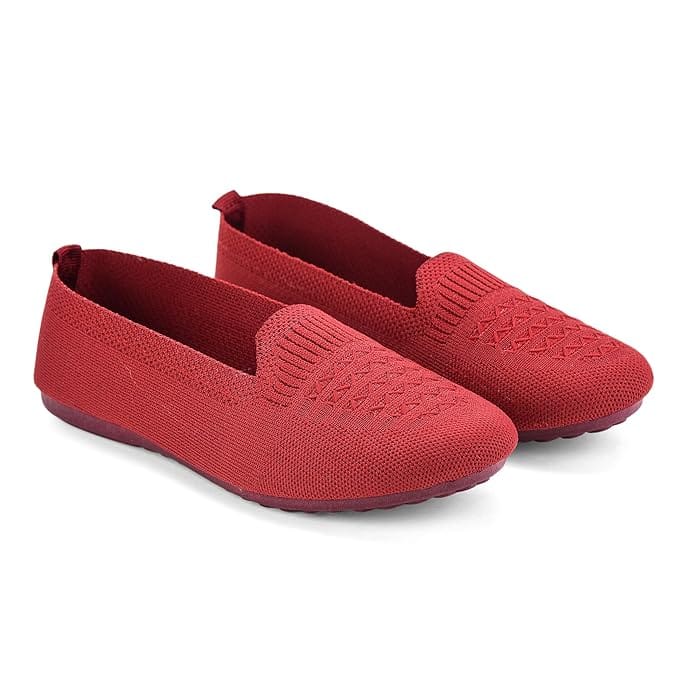 OWNPASKO Women’s Lightweight Knitted Comfort Bellies for Daily Wear – Maroon | Soft Cushion, Flexible Sole, Slip-On Casual Footwear bellies. - Casual Shoes | Buy online on ZillyBuy