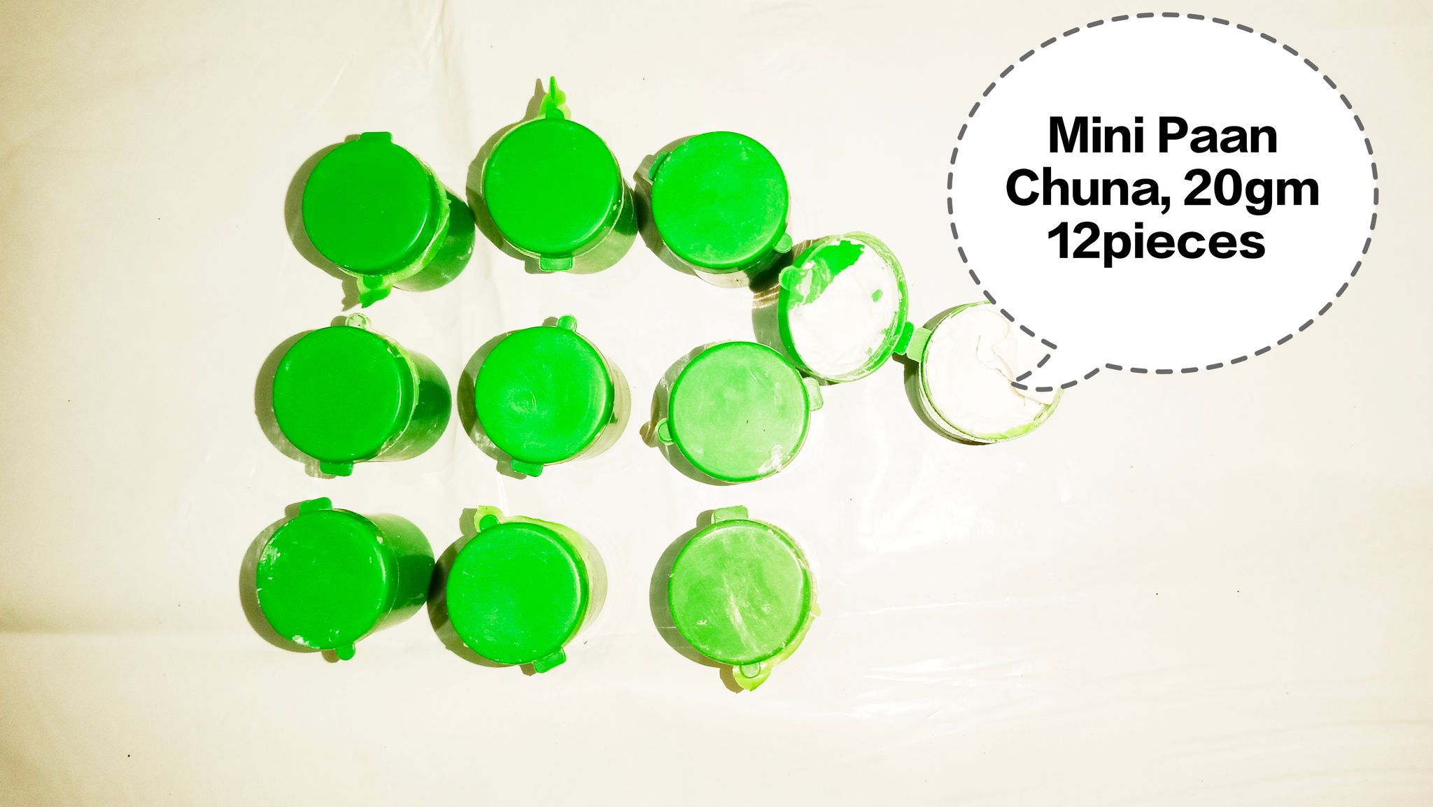 Mini Paan Chuna, Slaked Lime Paste Mini Pack, Edible Lime for Paan Small Pack, Calcium Hydroxide Paste Mini, Kattha Chuna Mix Small Container 20gm 12pieces 