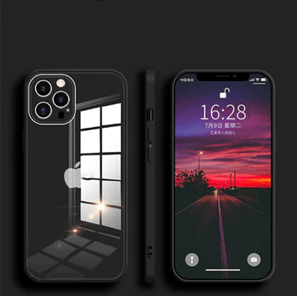 iPhone 13 Pro Aqua Square Tempered Glass Case-Black