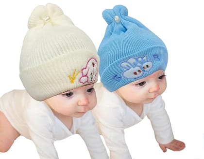 New Born Cotton Knitted Multicolor Cap hat for Toddler Baby Winter Caps for Kids Boy's and Girl's | Kids Winter Cap | Woolen Cap for Baby