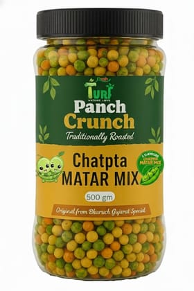 Turf Fresh Premium Panch Crunch MatarMix | Bharuch Special Roasted Five Floavours Chatpta PeasMix| High Panch Protein CrunchyMix Snack | Healthy & Tasty MixNamkeen | Power Packed Anytime Snack (Atrangi Punch - 500g)