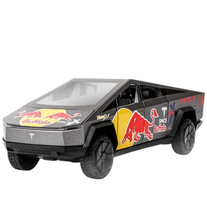 KTRS ENTERPRISE 1:32 T Cybertruck Pickup Red Bull Alloy Model Car Sound and Light Pullback Decoration Metal Toy Car