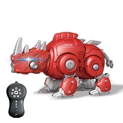 KTRS ENTERPRISE Electronic Pets Lighting Music Dancing Spray RC Toy Infrared Remote Control Rhinoceros Robot Toy Intelligent RC Animals for Kids