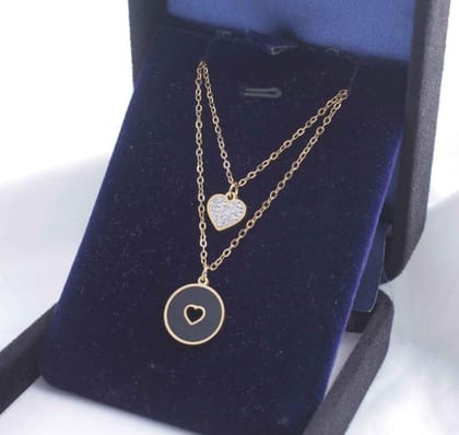 Stainless Steel Heart Pendent Layered Necklace - STNK 5030