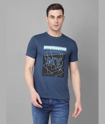 Dollar Cotton Blend Regular Fit Printed Half Sleeves Men's T-Shirt - Light Blue ( Pack of 1 )