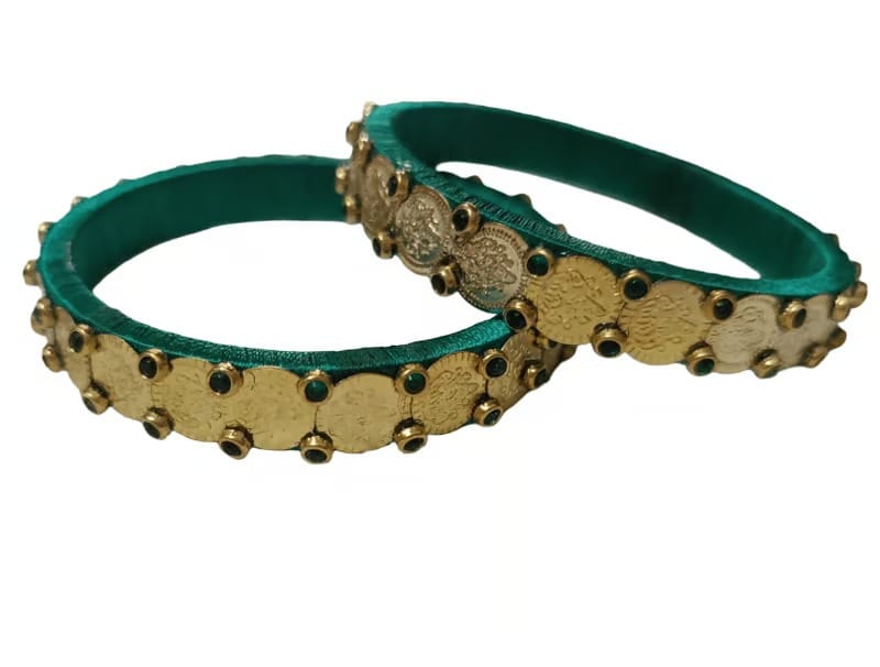 Green Silk Thread Bangles  - Bangles & Bracelets | Buy online on ZillyBuy