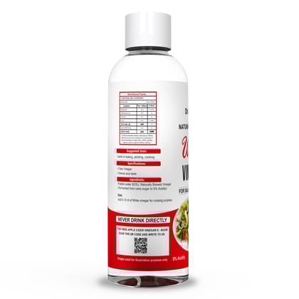 Dr. Patkar's Naturally Brewed White Vinegar for Salad Cooking | Cleaning Purpose | Flavoursome & Nutritious (200ml)